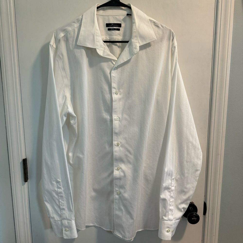 Mens Marc Anthony Slim Fit White Button Up Long Sleeve Shirt